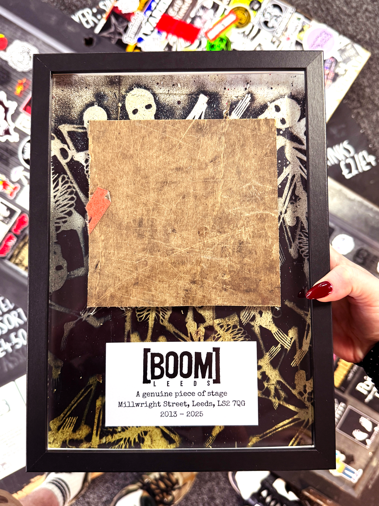 A4 Framed 'A Genuine Piece Of Stage' from Boom Leeds, Millwright Street