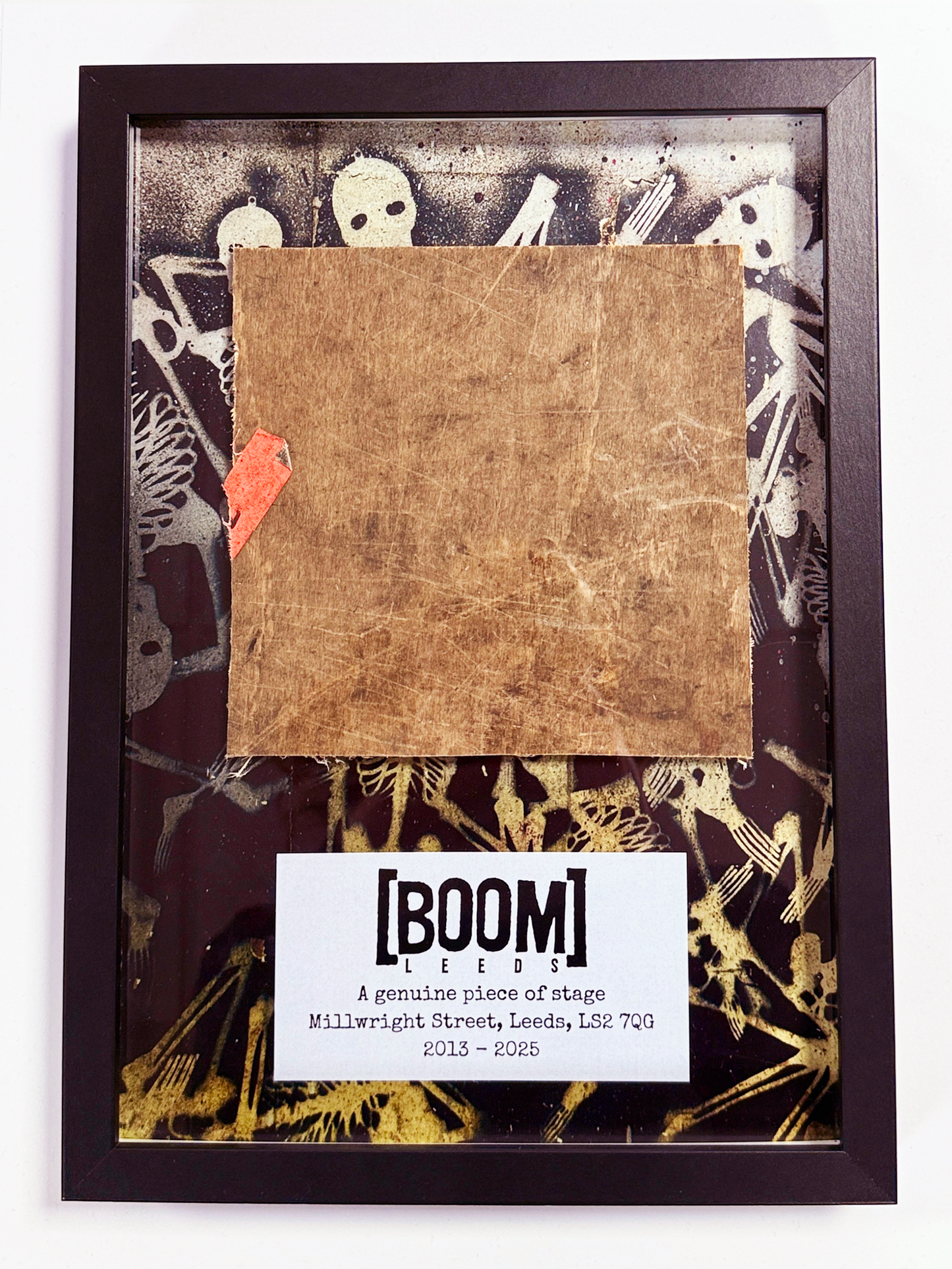 A4 Framed 'A Genuine Piece Of Stage' from Boom Leeds, Millwright Street